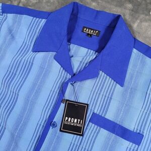 Pronti Collection by Phita Buttondown Shirt Men's L Style SP6250S Blue Stripped